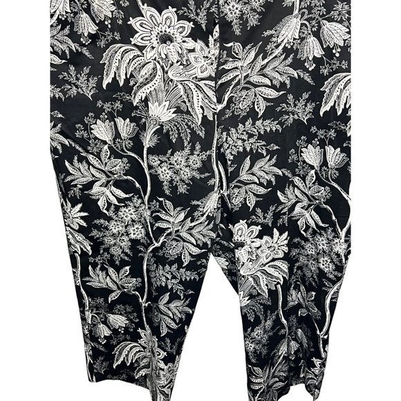 Tribal stretch size 20W capris black & white floral pockets stretch - Picture 3 of 7